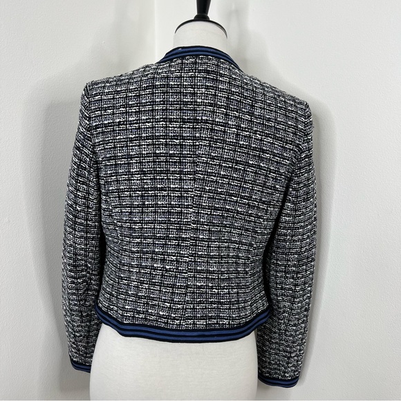 Rafaella | Petite Blue and White Tweed Blazer Jacket Coat - Picture 5 of 9